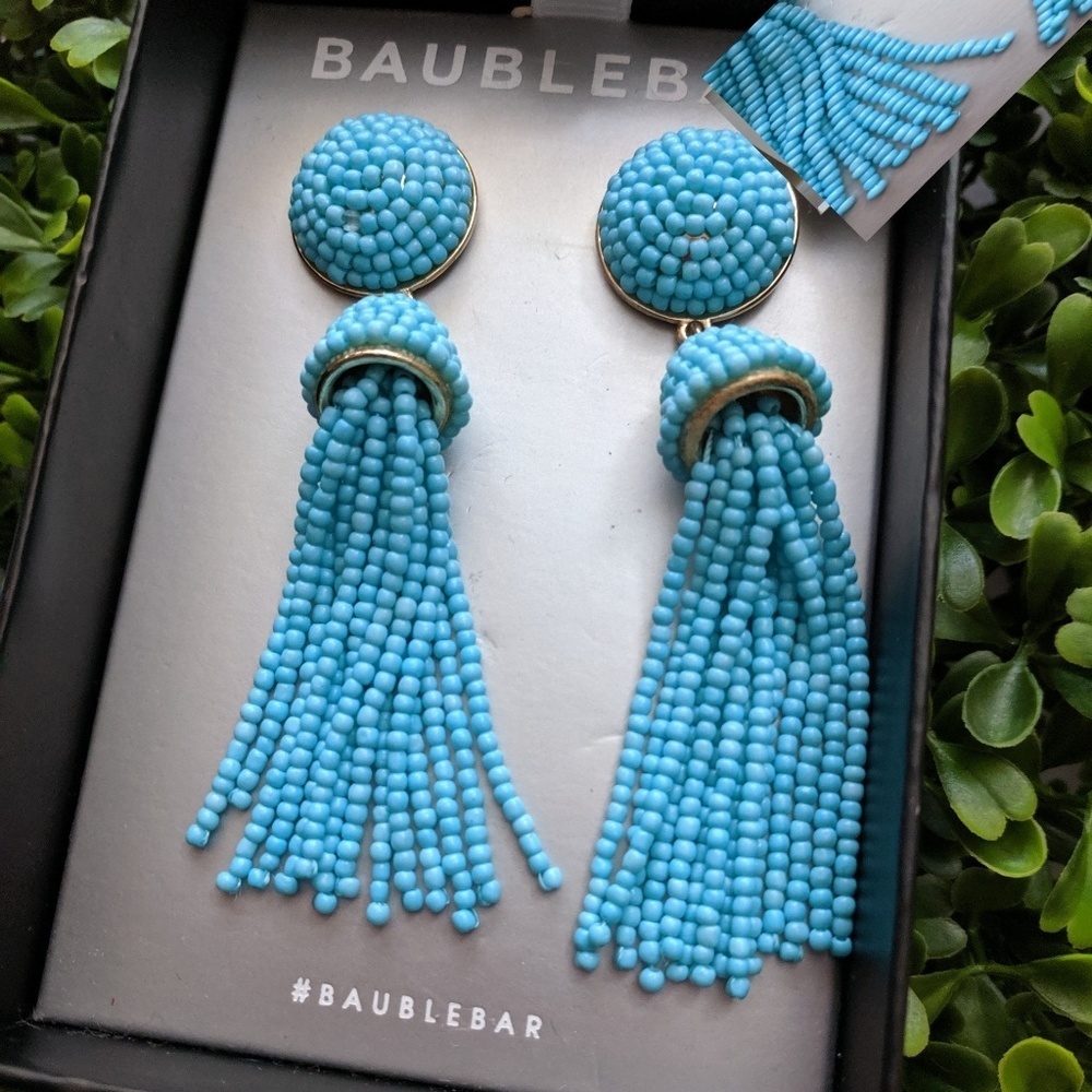 BAUBLEBAR Beaded Turquoise Earrings 3"